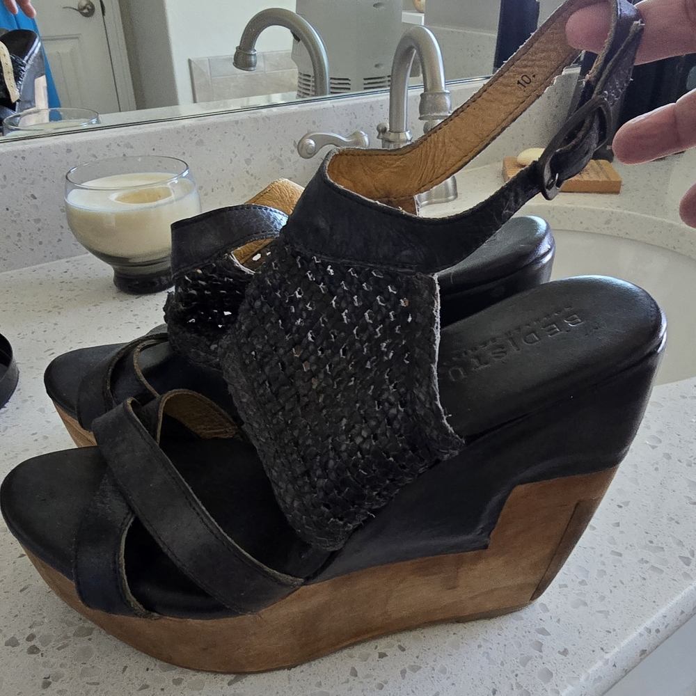 Black Wedge Sandals for Women